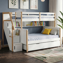 Evren Single Over Double Bunk Bed with Staircase & Shelf